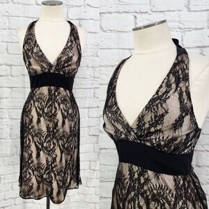 Vintage Whimsigoth Babydoll Dress Dark Romance Lace Overlay Going Out Size 4